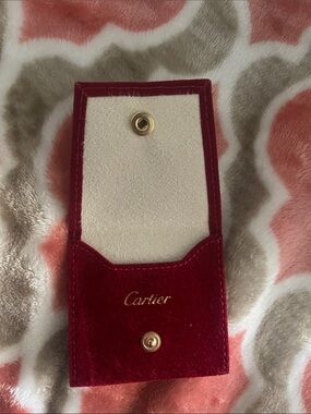Cartier Burgundy Velvet Jewelry Pouch with Gold Accents